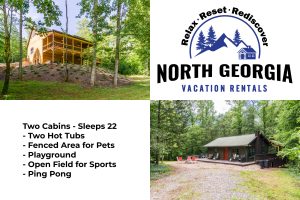 Two Cabins with Hot Tubs & Playground
